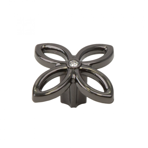 Ручка кнопка 33 Чёрный хром Кристалл