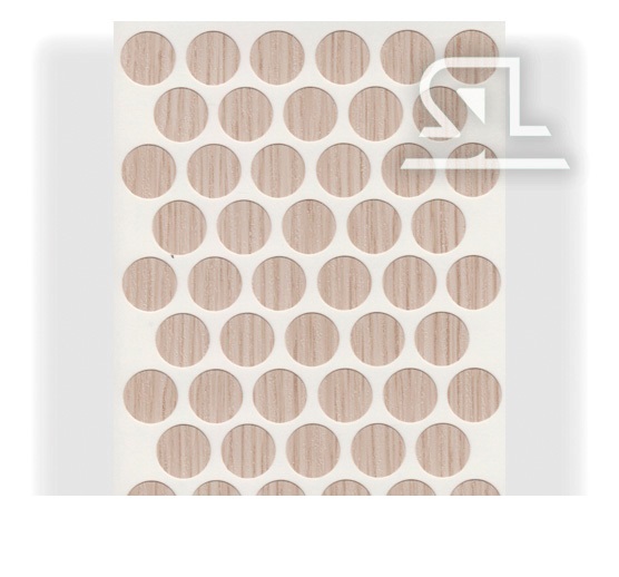 Пластиковые заглушки самоклеящиеся 14мм для евровинта EG1298 Ясень Лион песочно-бежевый PACIFIC