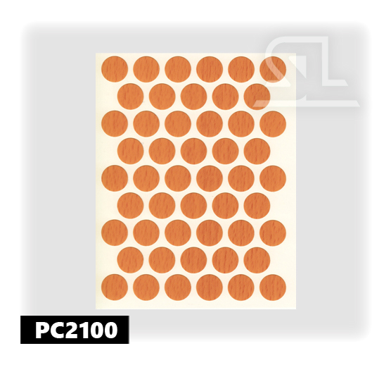 Пластиковые заглушки самоклеящиеся 14мм для евровинта PC2100 Бук светлый PACIFIC                   