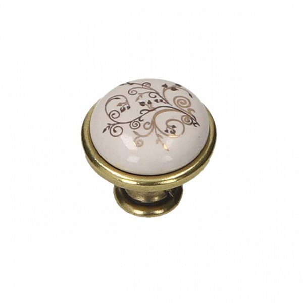 Ручка кнопка GP 19 Латунь античная Керамика