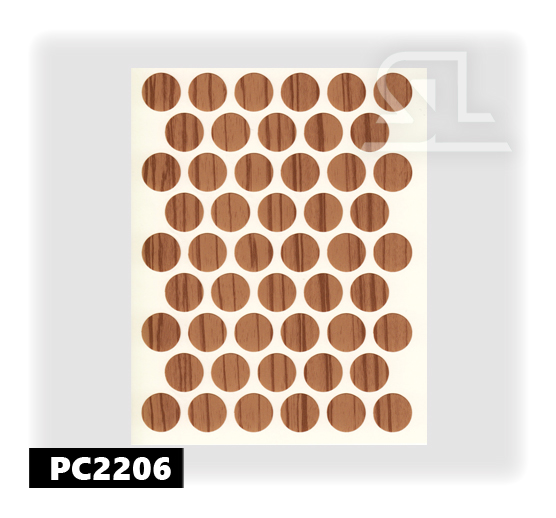 Пластиковые заглушки самоклеящиеся 14мм для евровинта PC2206 Зебрано PACIFIC