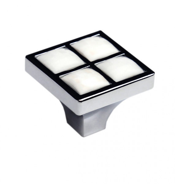 Ручка кнопка RC 411 Хром Кристалл белый