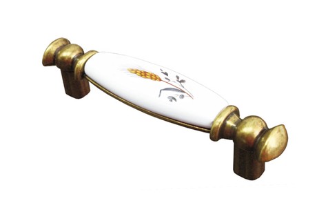 Ручка скоба RS 115 96 Латунь старинная Керамика W03