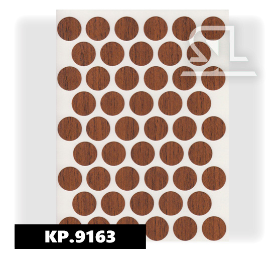 Пластиковые заглушки самоклеящиеся 18мм для евровинта KP9163 Орех ECCO PACIFIC