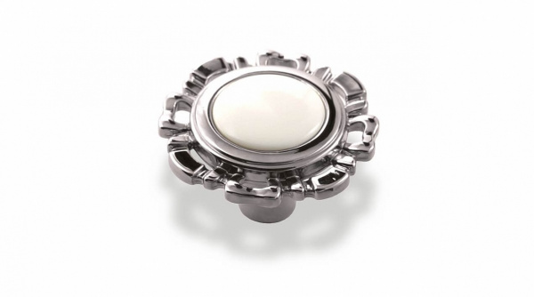 Ручка кнопка FB-033 Хром глянцевый Белый