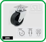 Колёсная опора поворотная d50х70 мм с площадкой с металлической арматурой Чёрный HTS								