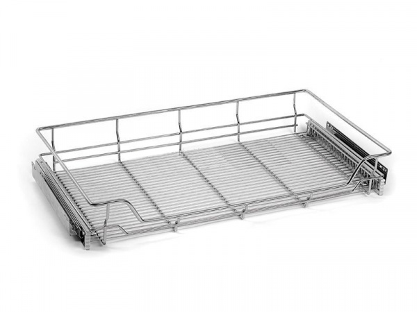 Корзина выдвижная с доводчиком 600 Хром AMIX крепление к фасаду в комплекте