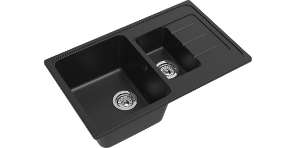 Мойка кварцевая двойная ЦЕРЕРА 60QV ГРИЗАЛЬ Чёрный 