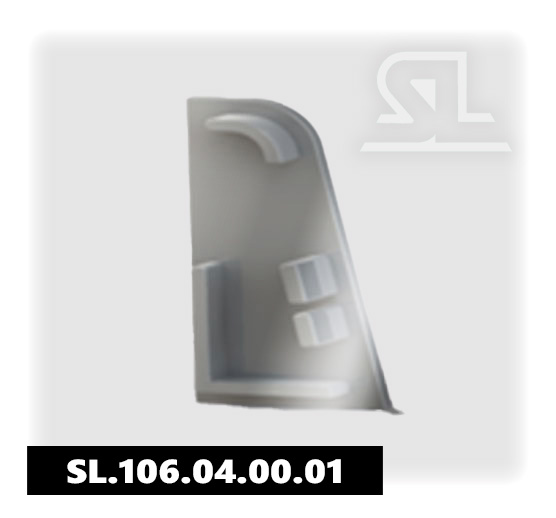 Заглушка левая для выпуклого плинтуса R44,2Х23,9 мм Металлик