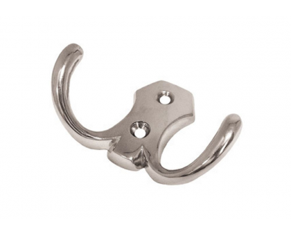 Крючок 2х рожковый металлический Хром SL