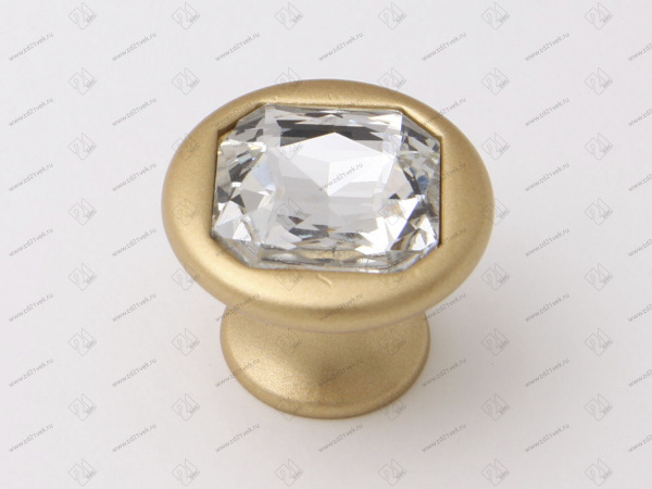 Ручка кнопка со стразами Оскар 6080 Золото матовый