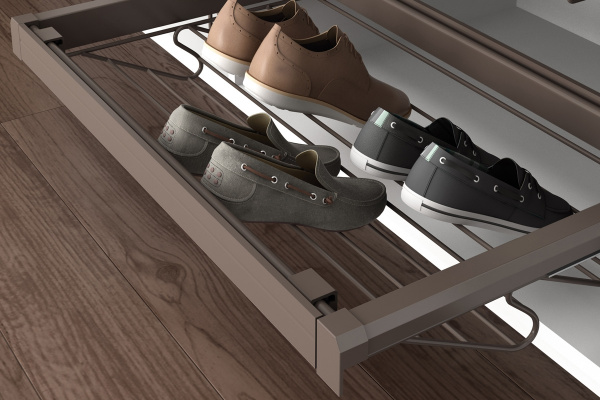 Выдвижная полка для обуви Moka 800 с доводчиком сетка CLIP-ON Unihopper