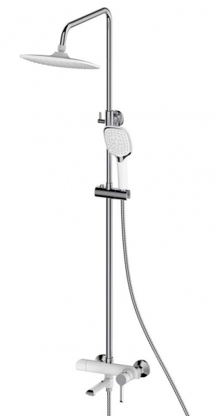 Душевая стойка IONIC 92050 Белый Хром со смесителем, лейкой и тропическим душем OSGARD