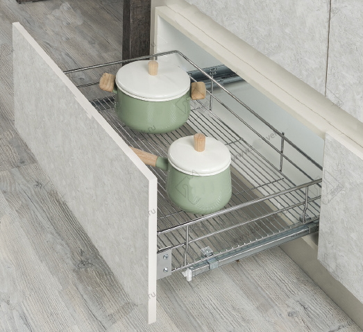 Корзина выдвижная с доводчиком 700 Хром с креплениями фасада направляющие BLUM STARAX