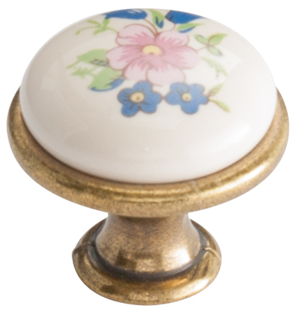 Ручка кнопка GP 19 Латунь античная Керамика