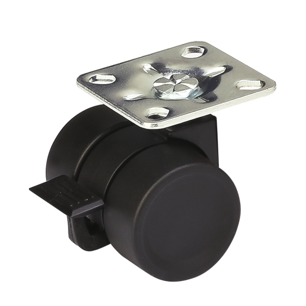 Колёсная опора 38 мм сдвоен усилен с площадкой стопор 120 кг Чёрный MF