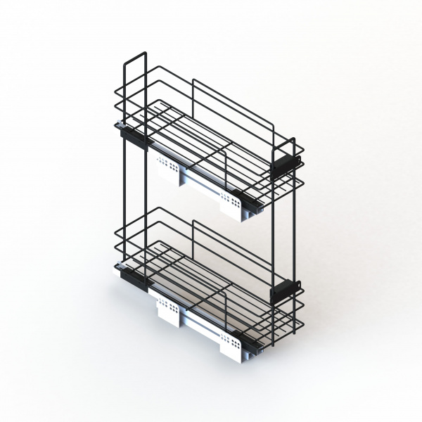 Бутылочница боковая с доводчиком 200 Чёрный левая СОФТ ЮММ 15 кг.