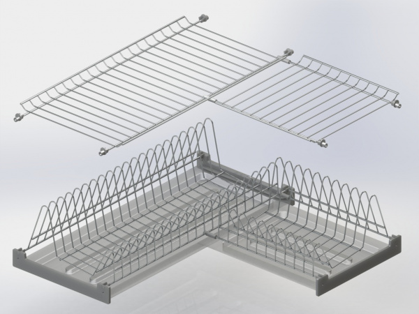 Сушка для посуды угловая 600 2х уровневая Нержавеющая сталь пруток №1 ЮММ
