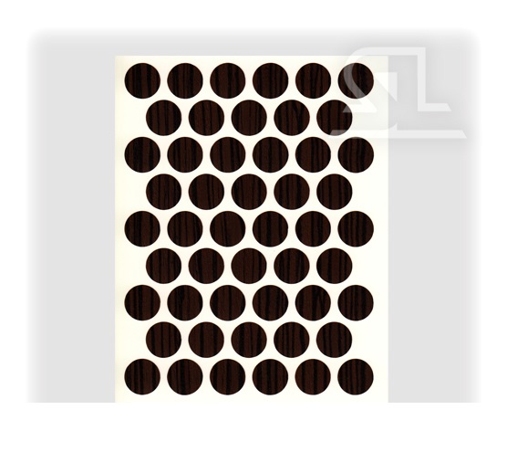 Пластиковые заглушки самоклеящиеся 18мм для евровинта PC2207 Зебрано тёмный PACIFIC