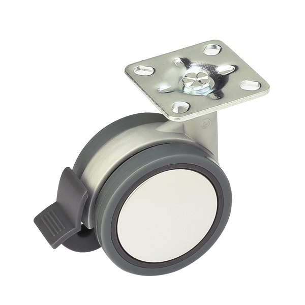 Колёсная опора 60 мм сдвоенная поворотная усиленная с площадкой стопор 50 кг Чёрный MF