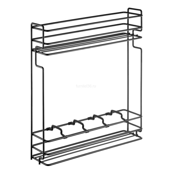 Бутылочница боковая с доводчиком 150 Чёрный левая направляющие BLUM частичного выдвижения STARAX 30 кг.