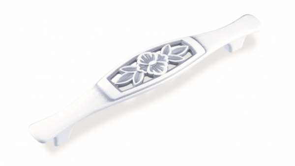 Ручка скоба FS-129 128 Серебро прованс белый матовый