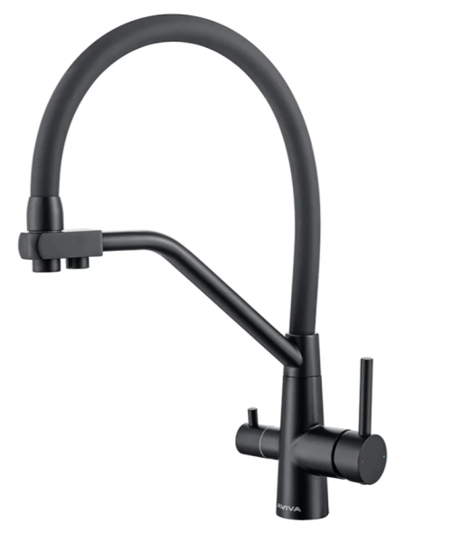 Смеситель BB4426 Чёрный с черным гибким изливом и краном для питевой воды