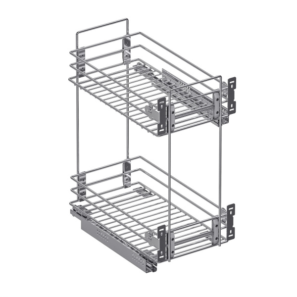 Бутылочница бокового и нижнего крепления с доводчиком 300 Хром Квадро ЮММ 30 кг.