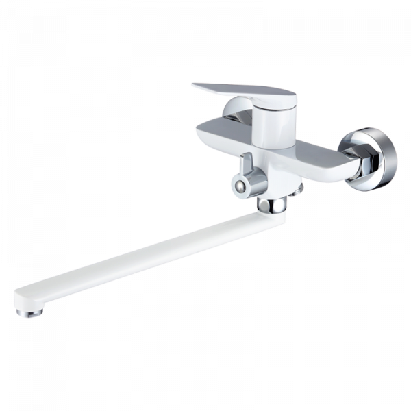 Смеситель для ванны SOLEN WHITE Белый с длинным изливом и лейкой OSGARD