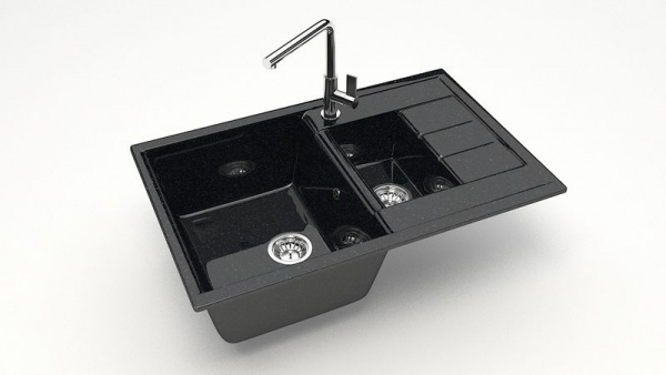 Мойка двойная Блонди Z210 Q4 Чёрный глянец