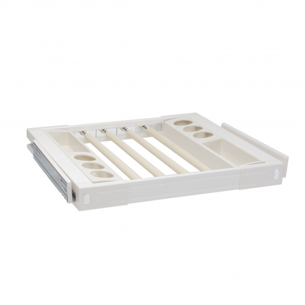 Выдвижная вешалка для брюк 600 с доводчиком и лотками Слоновая кость Sibo 35 кг.