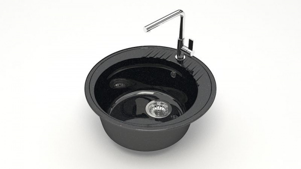 Мойка круглая Лексия Z6 Q4 Чёрный глянец