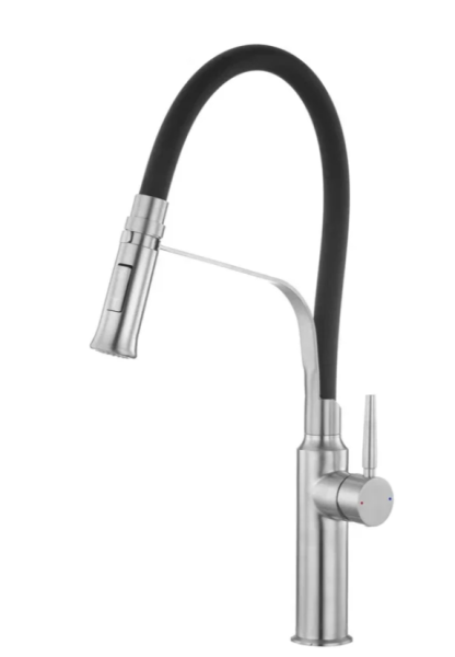 Смеситель SB4926 Сатин с чёрным гибким изливом 