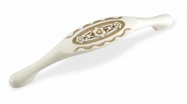 Ручка скоба FS-128 128 Золото прованс жемчужно-белый матовый