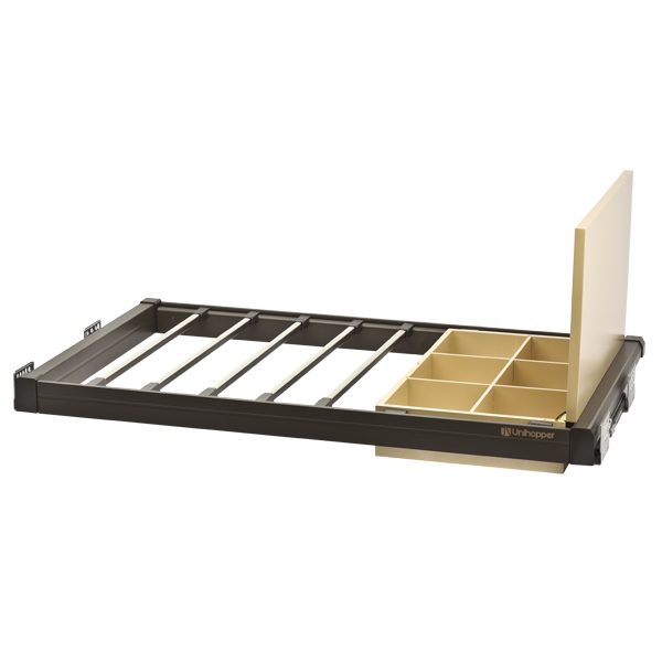 Выдвижная вешалка для брюк Moka с деревянным отделением 900 с доводчиком CLIP-ON Unihopper