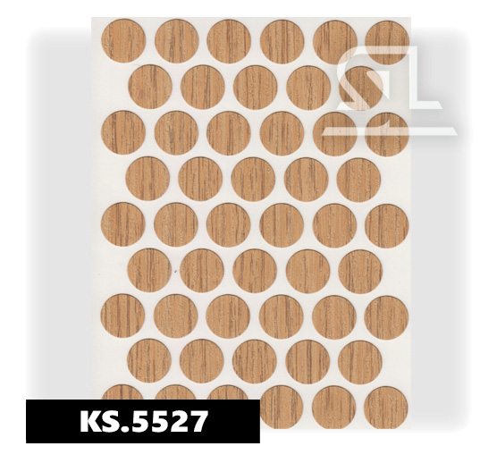 Пластиковые заглушки самоклеящиеся 14мм для евровинта KS5527 Дуб Каменный PACIFIC