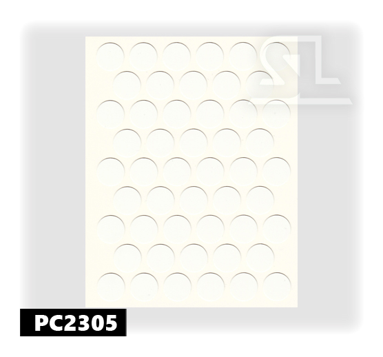 Пластиковые заглушки самоклеящиеся 14мм для евровинта PC2305 глянец Белый PACIFIC