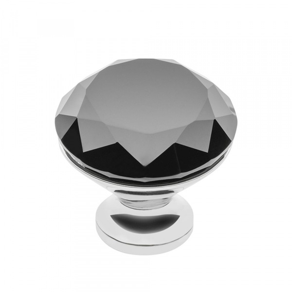 Ручка кнопка GZ CRPB 25 Хром Хрусталь чёрный