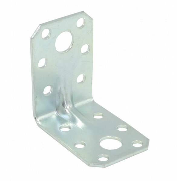 Уголок усиленный 50х50х35х2 мм 2 отверстия Цинк Металлист