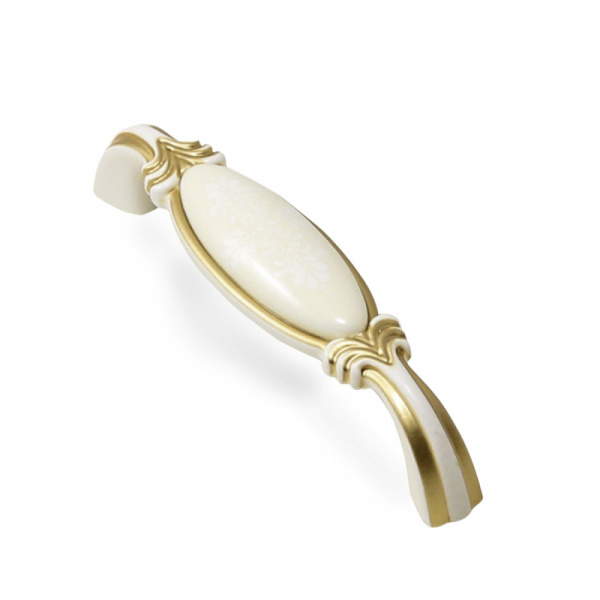 Ручка скоба NICOLETTA 96 Золото с белым арнаментом