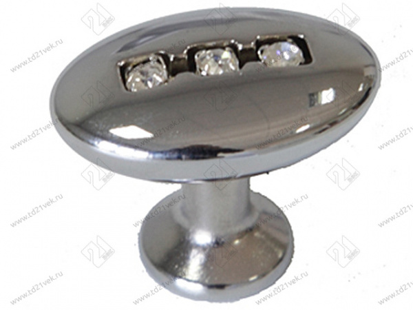 Ручка кнопка со стразами Оскар 6059 Хром