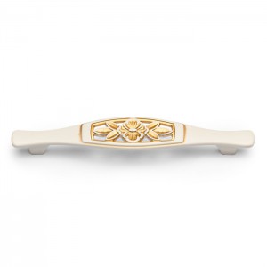 Ручка скоба FS-129 128 Золото прованс жемчужно-белый матовый