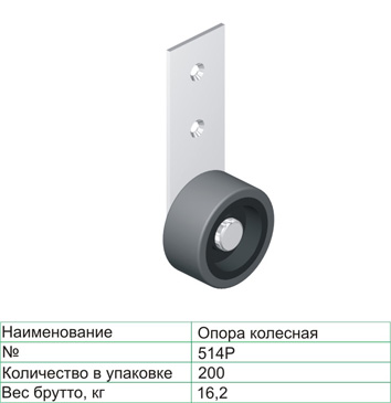 Колёсная опора 514 "Р" 42 мм неповоротная резина 15 кг Чёрный