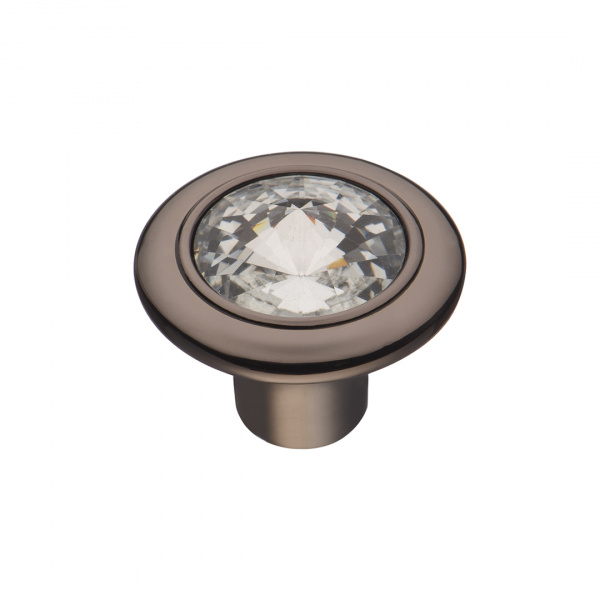 Ручка кнопка 35 Чёрный хром Кристалл