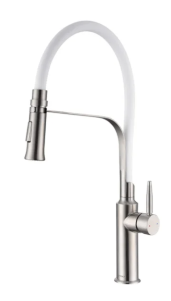 Смеситель SW4926 Сатин с белым гибким изливом 