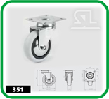 Колёсная опора поворотная  d74х22 мм с площадкой с металлической арматурой Серый HTS