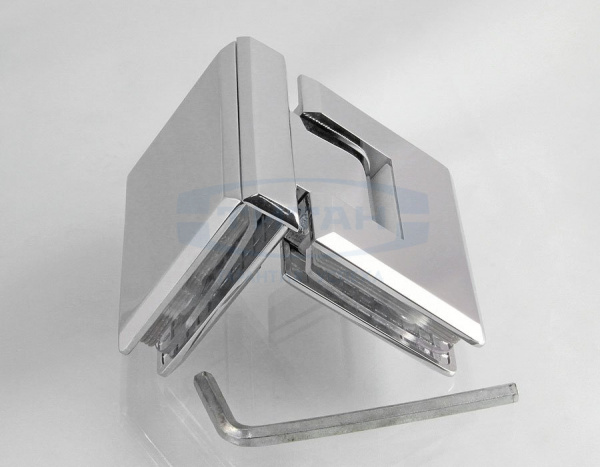 Петля для двух стекол угол поворота 90 град. Хром Нержавеющая сталь Титан