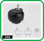 Колёсная опора поворотная d69х33 мм с болтом  с металлической арматурой, усиленная двойная Серый HTS