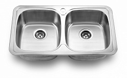 Мойка врезная прямая две чаши Лидо 790х480 Нержавейка полированная