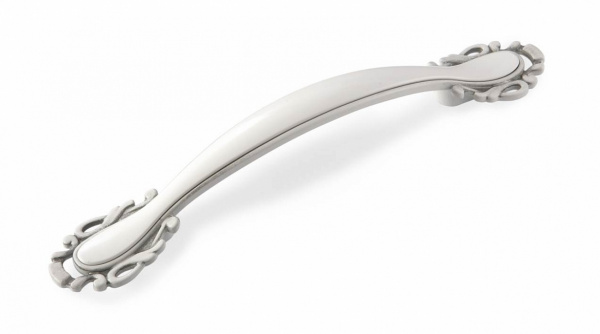 Ручка скоба FS-141 96 Серебро прованс Белый матовый